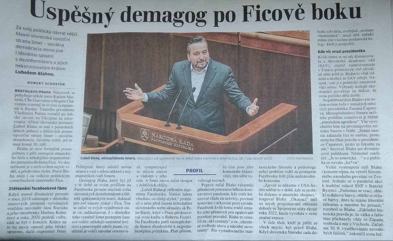 Ľuboš Blaha: Českí slniečkári ma robia politickou hviezdou – vďaka!