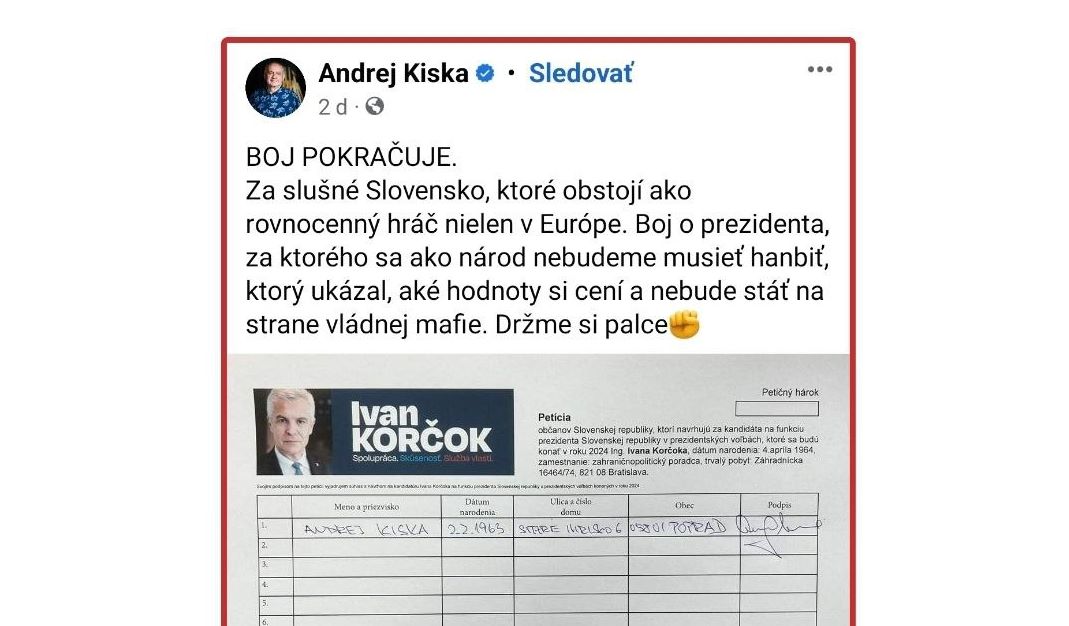 KISKOV BOJ ZA SLUŠNÉ SLOVENSKO POKRAČUJE