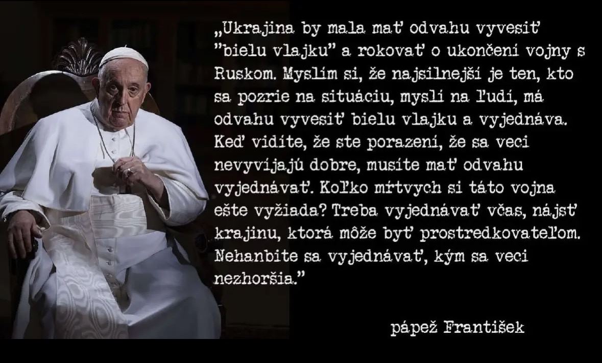 ODKAZ PÁPEŽA UA JE JASNÝ: NEHANBITE SA VYJEDNÁVAŤ