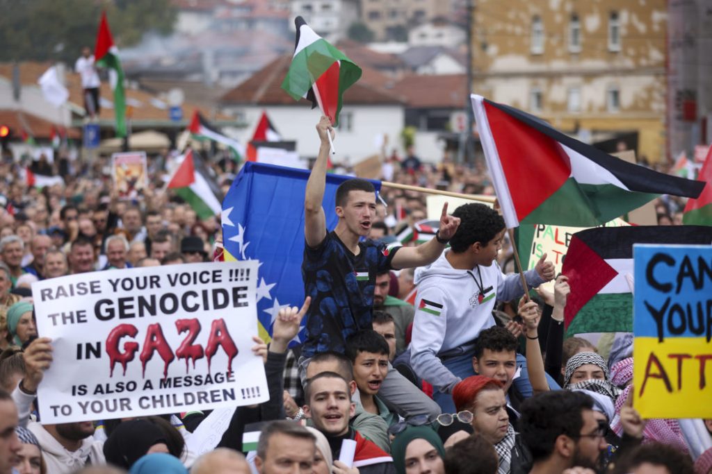Propalestínsky protest v Bosne