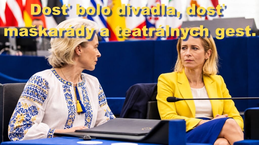Uršula v ukrajinskej košeli „vyšivanke“.. Kaja v žltom sáčku a modrej sukni....