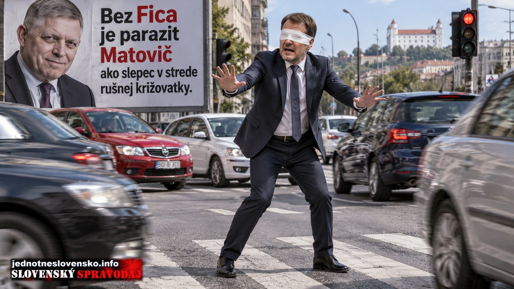 Bez Fica je parazit Matovič ako slepec v strede rušnej križovatky.