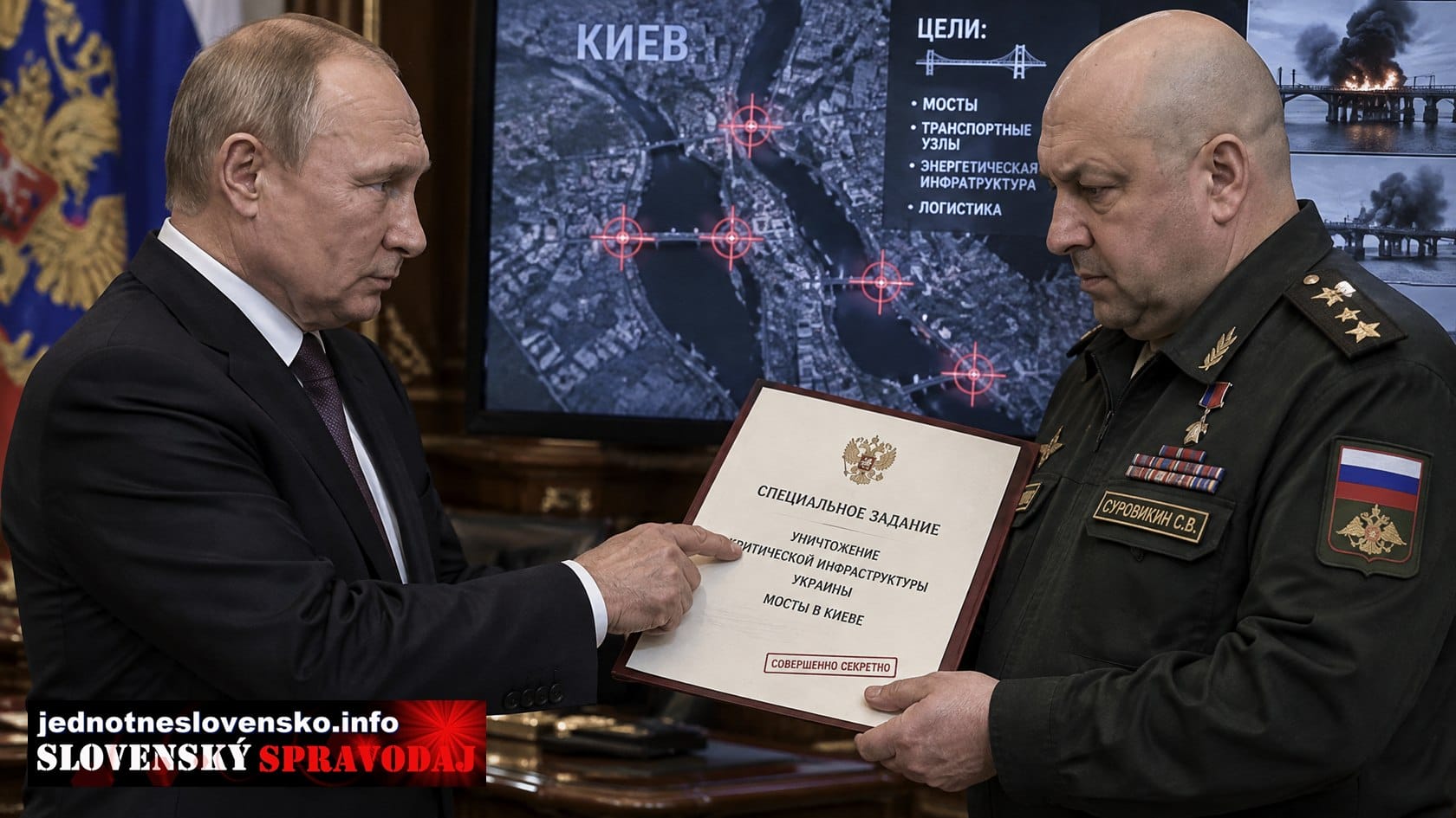 The Telegraph: Putin nariadil generálovi Surovikinovi zničiť mosty v Kyjeve.